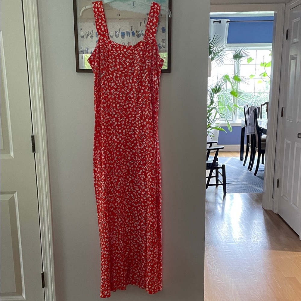 Red Floral Maxi Dress - Sleeveless Summer Slip Dress
